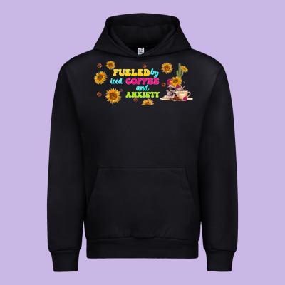 Fueled By ıced Coffee And Anxiety Urban Hoodie Designed By Tumblerdesignbyshophia