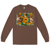 Chestnut sunflower gemstone leopard cowhide horseshoe background Long Sleeve Tee - Artiststas