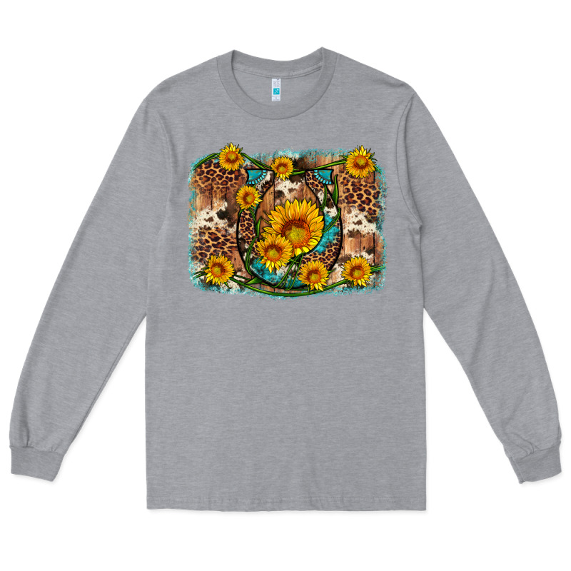 Sunflower Gemstone Leopard Cowhide Horseshoe Background Long Sleeve Tee by Artiststas | Teevron