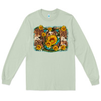 Matcha sunflower gemstone leopard cowhide horseshoe background Long Sleeve Tee - Artiststas