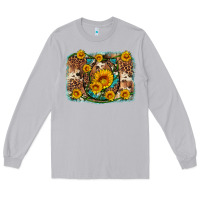 Moon Dust sunflower gemstone leopard cowhide horseshoe background Long Sleeve Tee - Artiststas