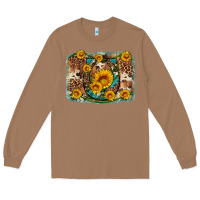 Toasted Coconut sunflower gemstone leopard cowhide horseshoe background Long Sleeve Tee - Artiststas
