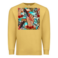 Antique Gold hairdresser hand scissors and roses with serape leopard and cowhide se Premium Sweatshirt - BundleAndBundleShop