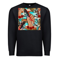 Black hairdresser hand scissors and roses with serape leopard and cowhide se Premium Sweatshirt - BundleAndBundleShop