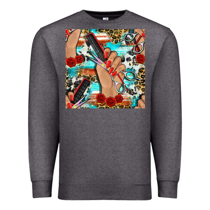 Hairdresser Hand Scissors And Roses With Serape Leopard And Cowhide Se Premium Sweatshirt by BundleAndBundleShop | Teevron