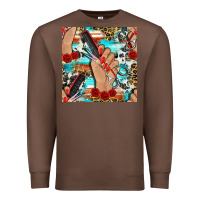 Chestnut hairdresser hand scissors and roses with serape leopard and cowhide se Premium Sweatshirt - BundleAndBundleShop