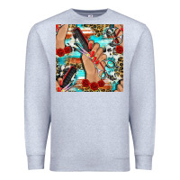 Heather Grey hairdresser hand scissors and roses with serape leopard and cowhide se Premium Sweatshirt - BundleAndBundleShop