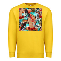 Lemon hairdresser hand scissors and roses with serape leopard and cowhide se Premium Sweatshirt - BundleAndBundleShop