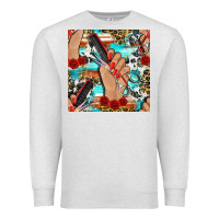 Oatmeal Heather hairdresser hand scissors and roses with serape leopard and cowhide se Premium Sweatshirt - BundleAndBundleShop