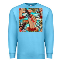 Ocean Blue hairdresser hand scissors and roses with serape leopard and cowhide se Premium Sweatshirt - BundleAndBundleShop