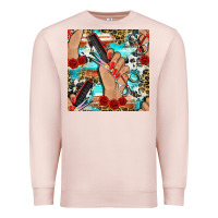 Pale Pink hairdresser hand scissors and roses with serape leopard and cowhide se Premium Sweatshirt - BundleAndBundleShop