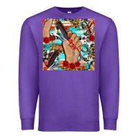 Purple hairdresser hand scissors and roses with serape leopard and cowhide se Premium Sweatshirt - BundleAndBundleShop