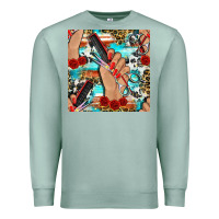 Seafoam hairdresser hand scissors and roses with serape leopard and cowhide se Premium Sweatshirt - BundleAndBundleShop