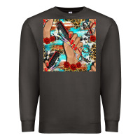 Smoke hairdresser hand scissors and roses with serape leopard and cowhide se Premium Sweatshirt - BundleAndBundleShop