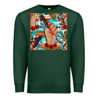 Sports Green hairdresser hand scissors and roses with serape leopard and cowhide se Premium Sweatshirt - BundleAndBundleShop