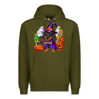Army Green Halloween dachshund puppy dog Premium Hoodie - RanaPortraitStore