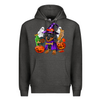 Charcoal Heather Halloween dachshund puppy dog Premium Hoodie - RanaPortraitStore