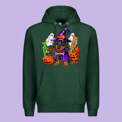 Halloween Dachshund Puppy Dog Premium Hoodie Designed By Ranaportraitstore