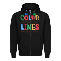 Black color outside the lines autism awareness Zipper Hoodie - MaliasSmallBusiness