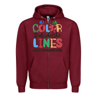 Burgundy color outside the lines autism awareness Zipper Hoodie - MaliasSmallBusiness
