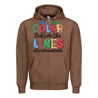 Chestnut color outside the lines autism awareness Zipper Hoodie - MaliasSmallBusiness