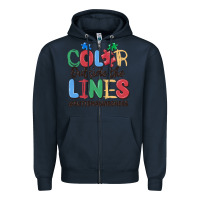 Navy color outside the lines autism awareness Zipper Hoodie - MaliasSmallBusiness