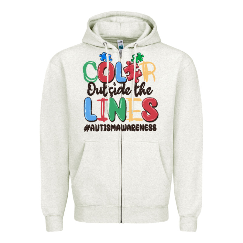 Color Outside The Lines Autism Awareness Zipper Hoodie by MaliasSmallBusiness | Teevron