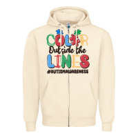 Sandshell color outside the lines autism awareness Zipper Hoodie - MaliasSmallBusiness