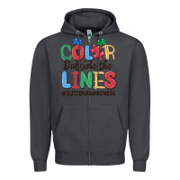 Smoke color outside the lines autism awareness Zipper Hoodie - MaliasSmallBusiness