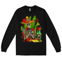 Black skeleton with sombrero and tequila Long Sleeve Tee - AdoDesignShop