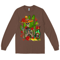 Chestnut skeleton with sombrero and tequila Long Sleeve Tee - AdoDesignShop