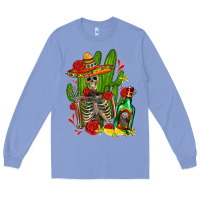 Colony Blue skeleton with sombrero and tequila Long Sleeve Tee - AdoDesignShop