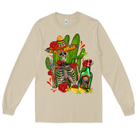 Mushroom skeleton with sombrero and tequila Long Sleeve Tee - AdoDesignShop