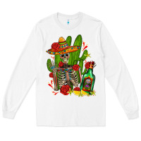 White skeleton with sombrero and tequila Long Sleeve Tee - AdoDesignShop