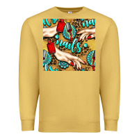 Antique Gold hand and nail polish with turquoise gemstone and leopard seamless patt Premium Sweatshirt - BundleAndBundleShop