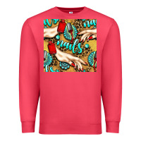 Cardinal hand and nail polish with turquoise gemstone and leopard seamless patt Premium Sweatshirt - BundleAndBundleShop