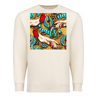Hand And Nail Polish With Turquoise Gemstone And Leopard Seamless Patt Premium Sweatshirt | Teevron