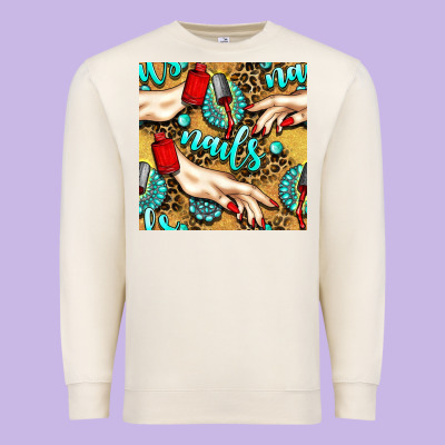 Hand And Nail Polish With Turquoise Gemstone And Leopard Seamless Patt Premium Sweatshirt Designed By Bundleandbundleshop