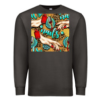 Smoke hand and nail polish with turquoise gemstone and leopard seamless patt Premium Sweatshirt - BundleAndBundleShop