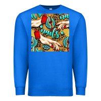 True Royal hand and nail polish with turquoise gemstone and leopard seamless patt Premium Sweatshirt - BundleAndBundleShop