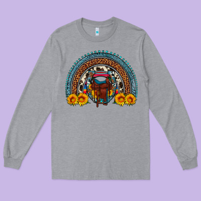Saddle Sunflower Horseshoe Rainbow Long Sleeve Tee Designed By Artiststas