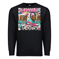 Black leopard and cowhide hair and curling iron with hearts and flowers seam Premium Sweatshirt - BundleAndBundleShop