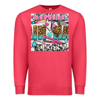 Cardinal leopard and cowhide hair and curling iron with hearts and flowers seam Premium Sweatshirt - BundleAndBundleShop