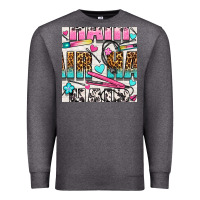 Charcoal Heather leopard and cowhide hair and curling iron with hearts and flowers seam Premium Sweatshirt - BundleAndBundleShop