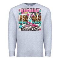 Heather Grey leopard and cowhide hair and curling iron with hearts and flowers seam Premium Sweatshirt - BundleAndBundleShop