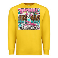 Lemon leopard and cowhide hair and curling iron with hearts and flowers seam Premium Sweatshirt - BundleAndBundleShop