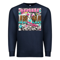 Navy leopard and cowhide hair and curling iron with hearts and flowers seam Premium Sweatshirt - BundleAndBundleShop