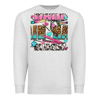 Oatmeal Heather leopard and cowhide hair and curling iron with hearts and flowers seam Premium Sweatshirt - BundleAndBundleShop