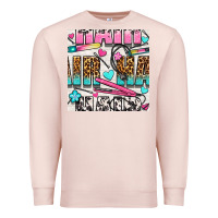 Pale Pink leopard and cowhide hair and curling iron with hearts and flowers seam Premium Sweatshirt - BundleAndBundleShop