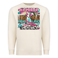 Leopard And Cowhide Hair And Curling Iron With Hearts And Flowers Seam Premium Sweatshirt | Teevron